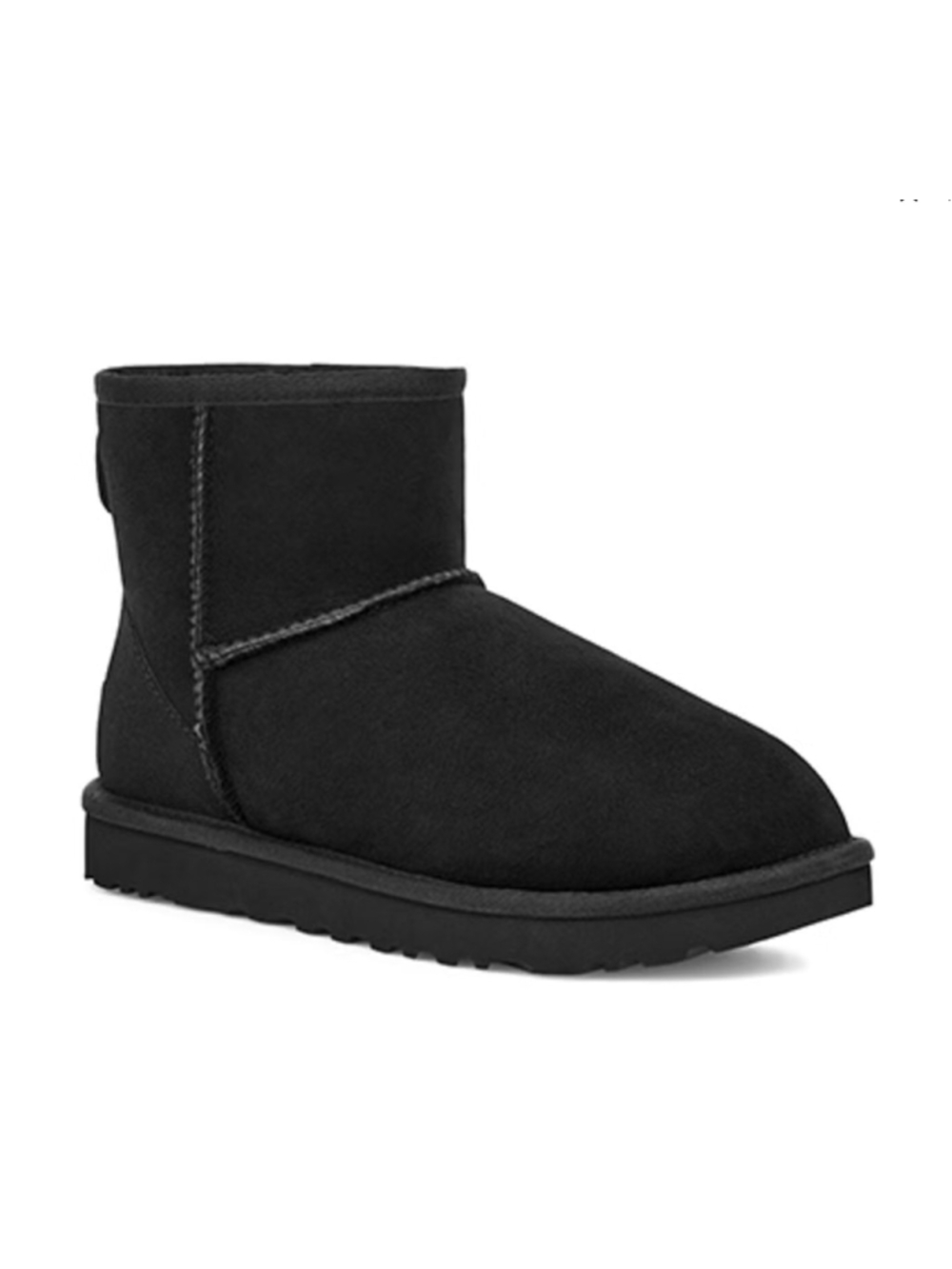 UGG Classic Mini II Boot Size 6 Black Suede Sheepskin Sherpa Booties new